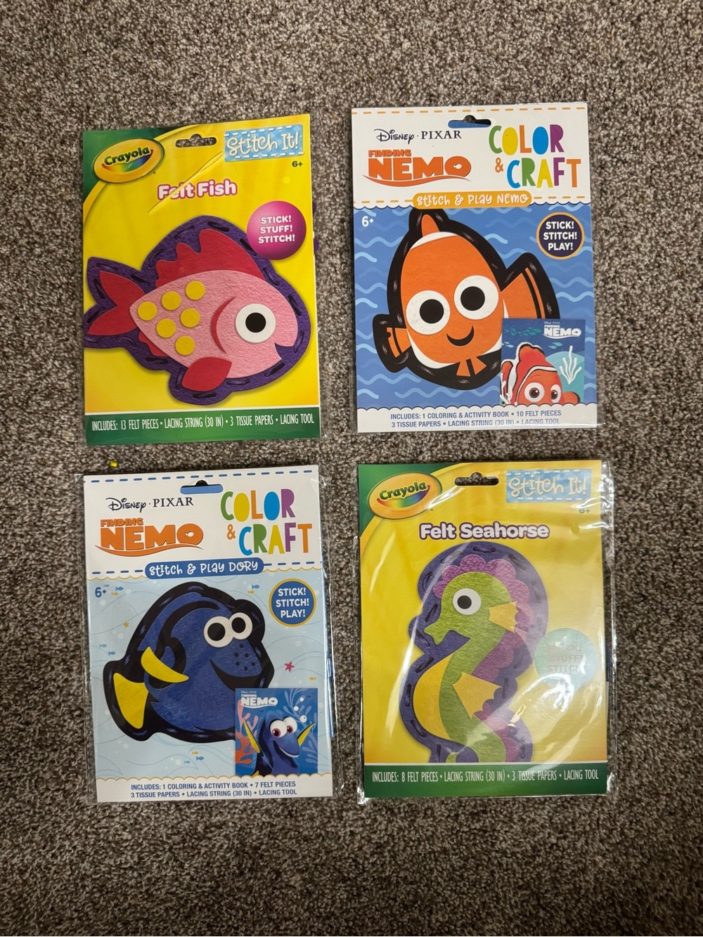 NWT Kids Crayola and Disney Felt Stitch & Play Fish & Seahorse Craft Packs